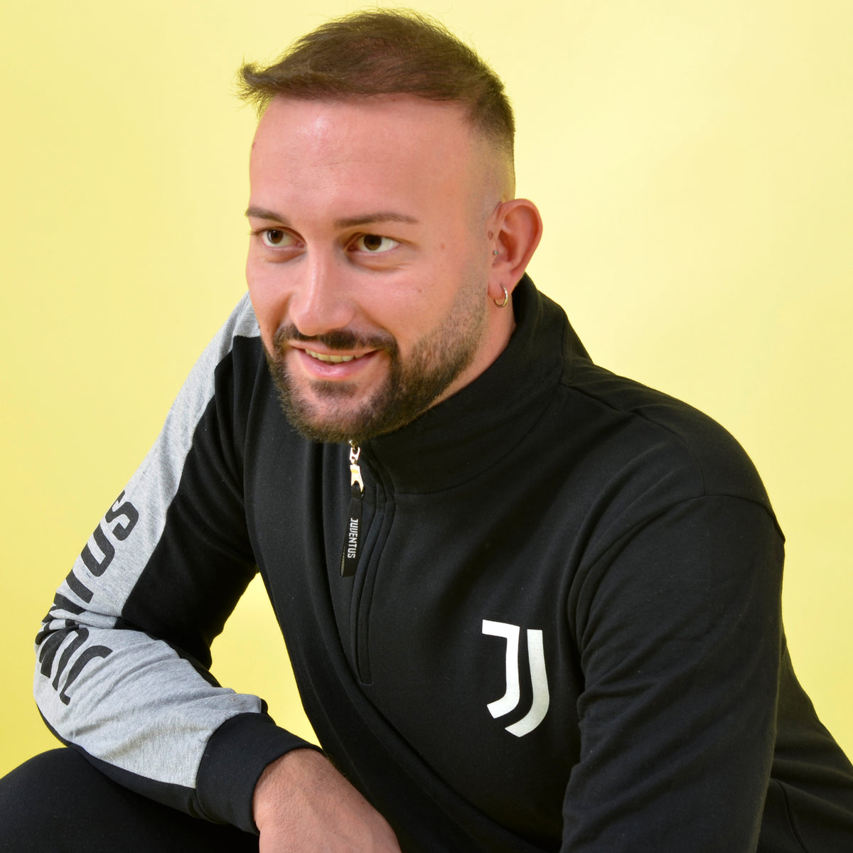 Pigiama sportivo felpato Juventus collo alto b2ju14132 nero