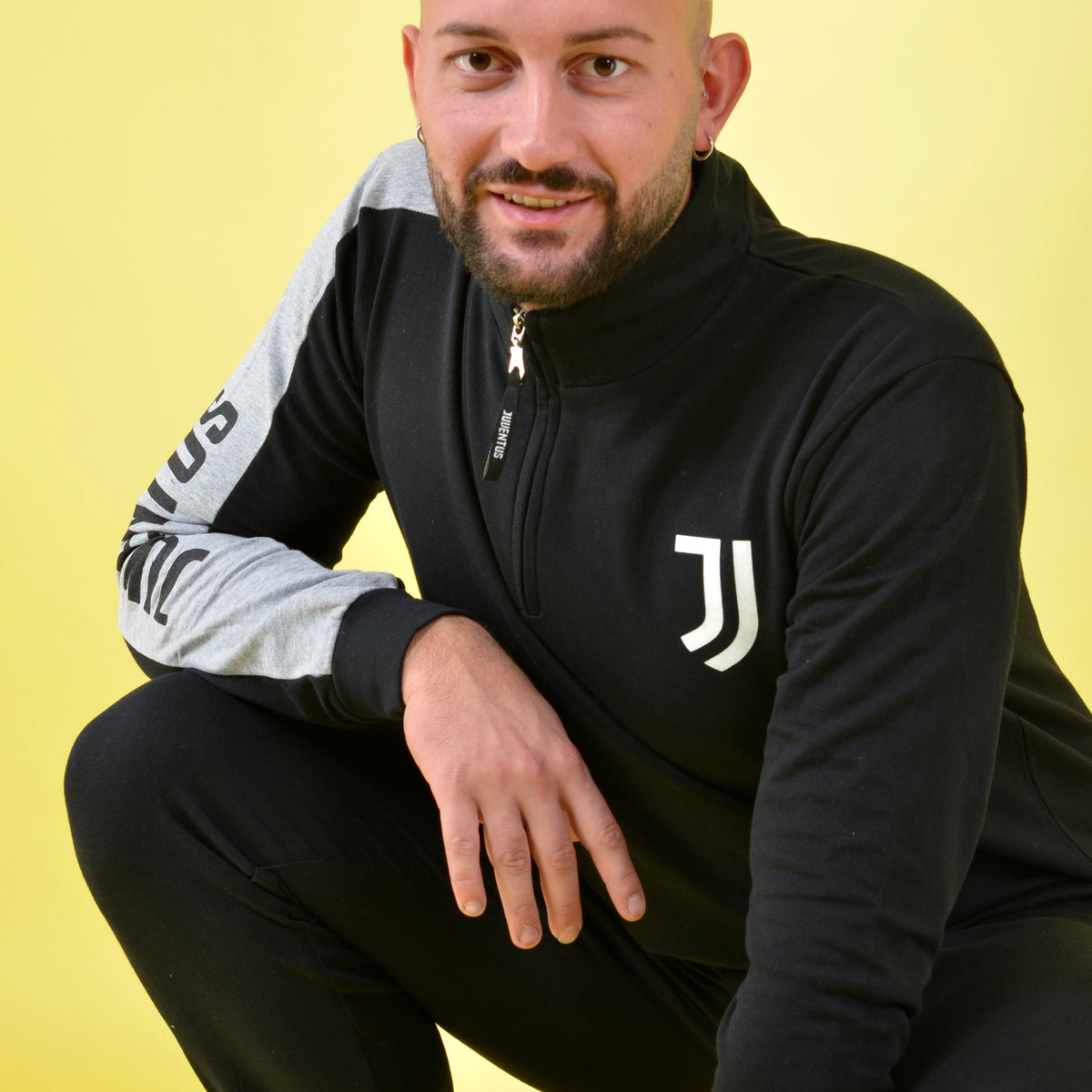 Pigiama sportivo felpato Juventus collo alto b2ju14132 nero