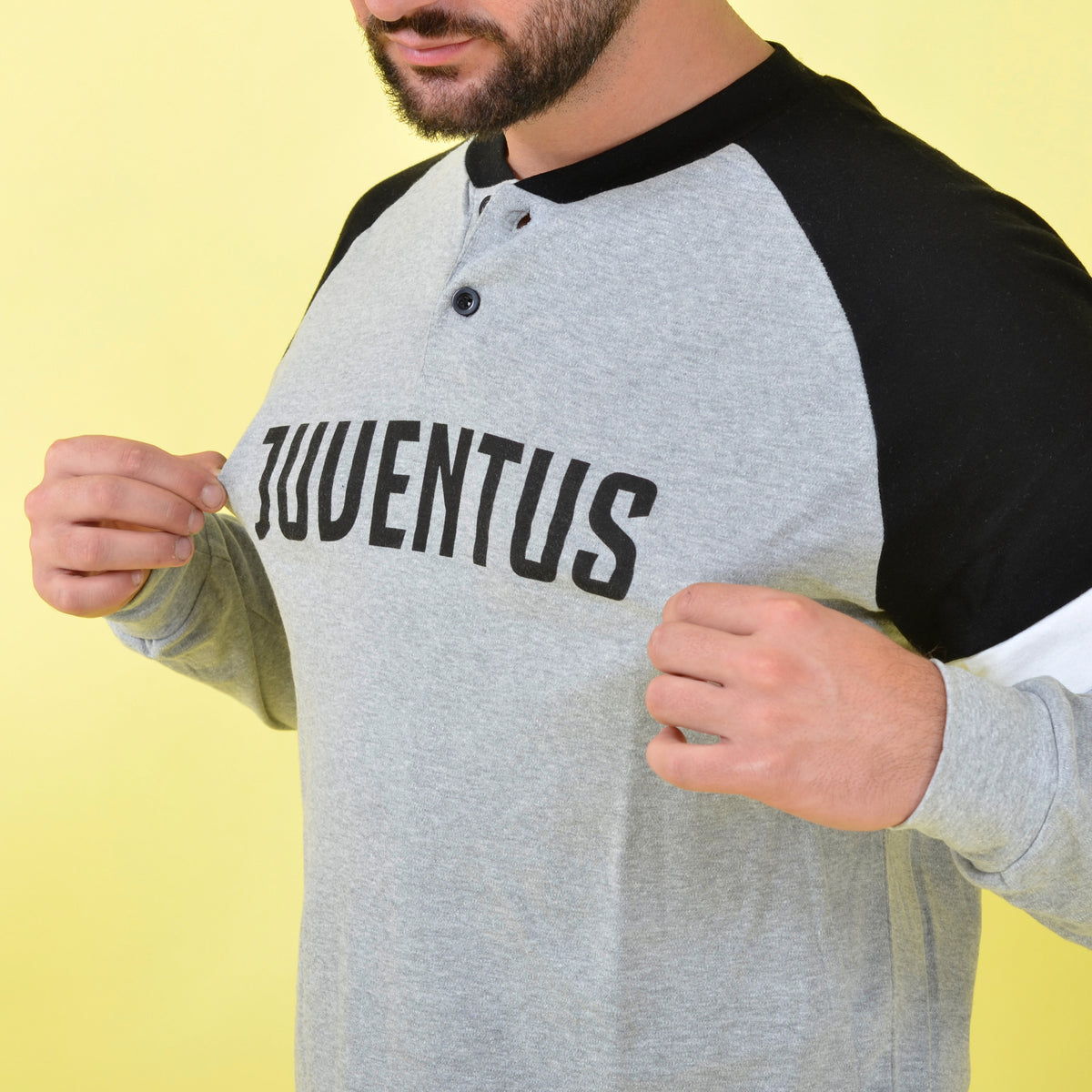 Pigiama caldo cotone uomo Juventus grigio sportivo B2JU14130