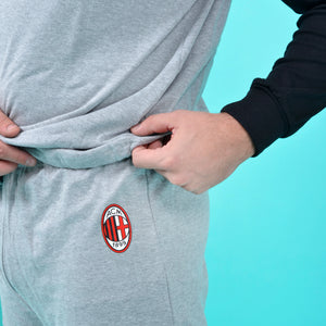Pigiama uomo AC Milan serafino caldo cotone B2MI14131 grigio melange