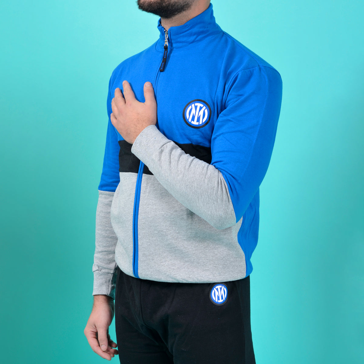 Pigiama uomo Inter ufficiale cotone felpato B2IN14133 royal