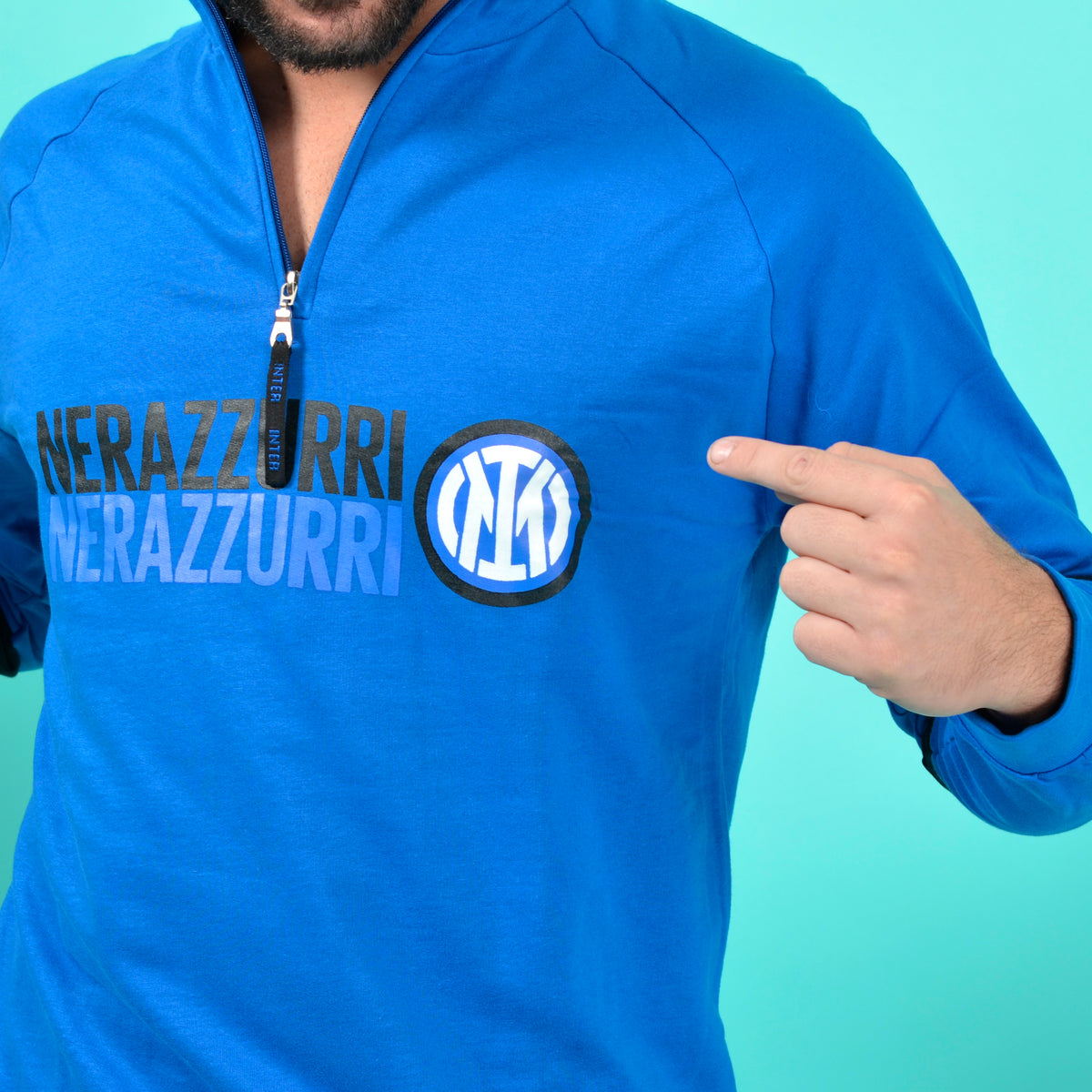 Pigiama uomo Inter ufficiale cotone felpato B2IN14132 royal