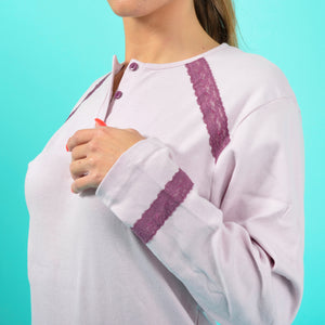 Pigiama donna invernale Karelpiù SE3410 caldo cotone rosa prugna