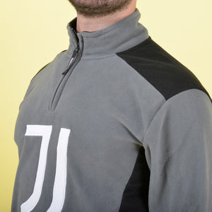 Pigiama pile sportivo uomo Juventus mezza zip 1055 grigio
