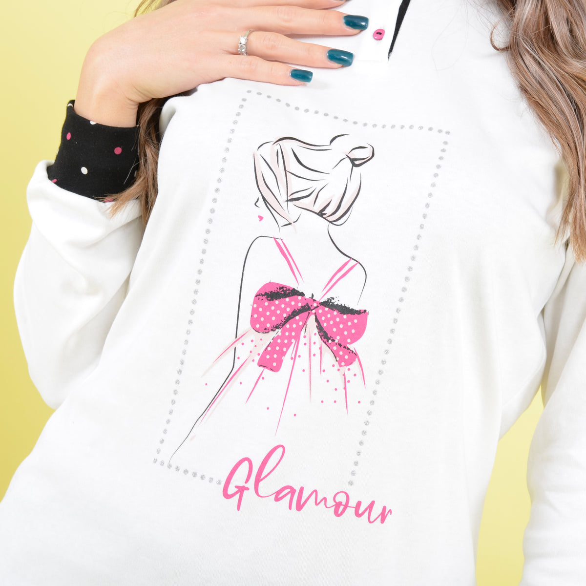 Pigiama donna invernale caldo cotone panna Cotonella DDD67