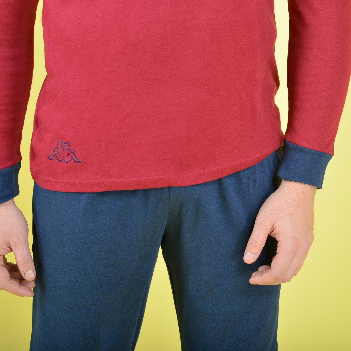 Pigiama uomo interlock caldo invernale celeste sportivo bordeaux  22103