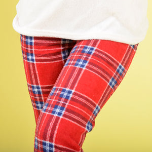 Pigiama donna invernale coral fantasia tartan rosso e panna Karelpiù SE3466