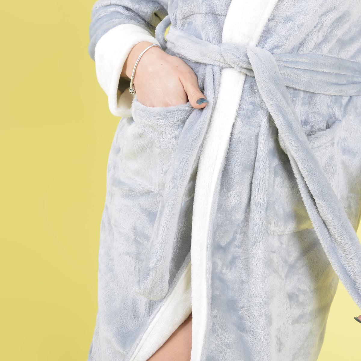 Vestaglia lunga giacca camera donna in flanel grigio Cippi 4985
