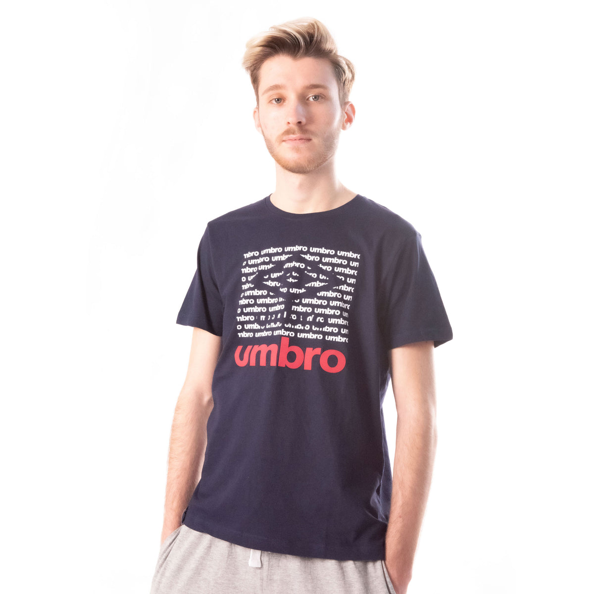 Pigiama uomo corto cotone Umbro completo blu grigio 10200