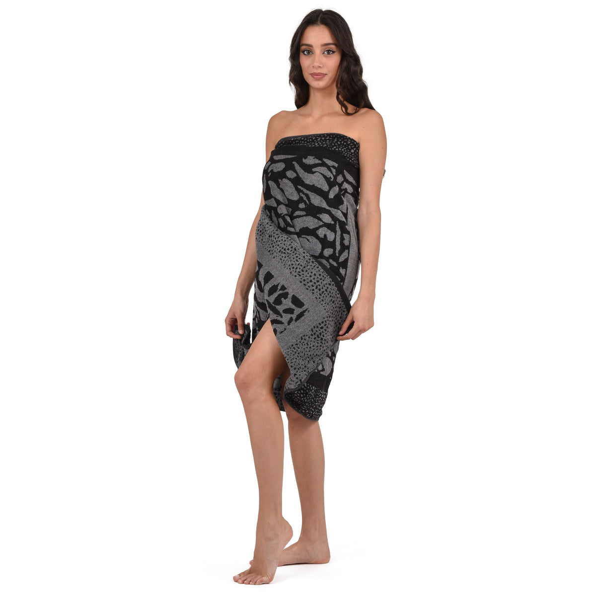 Telo mare Laura Biagiotti spugna jacquard "Osha" nero 100% cotone