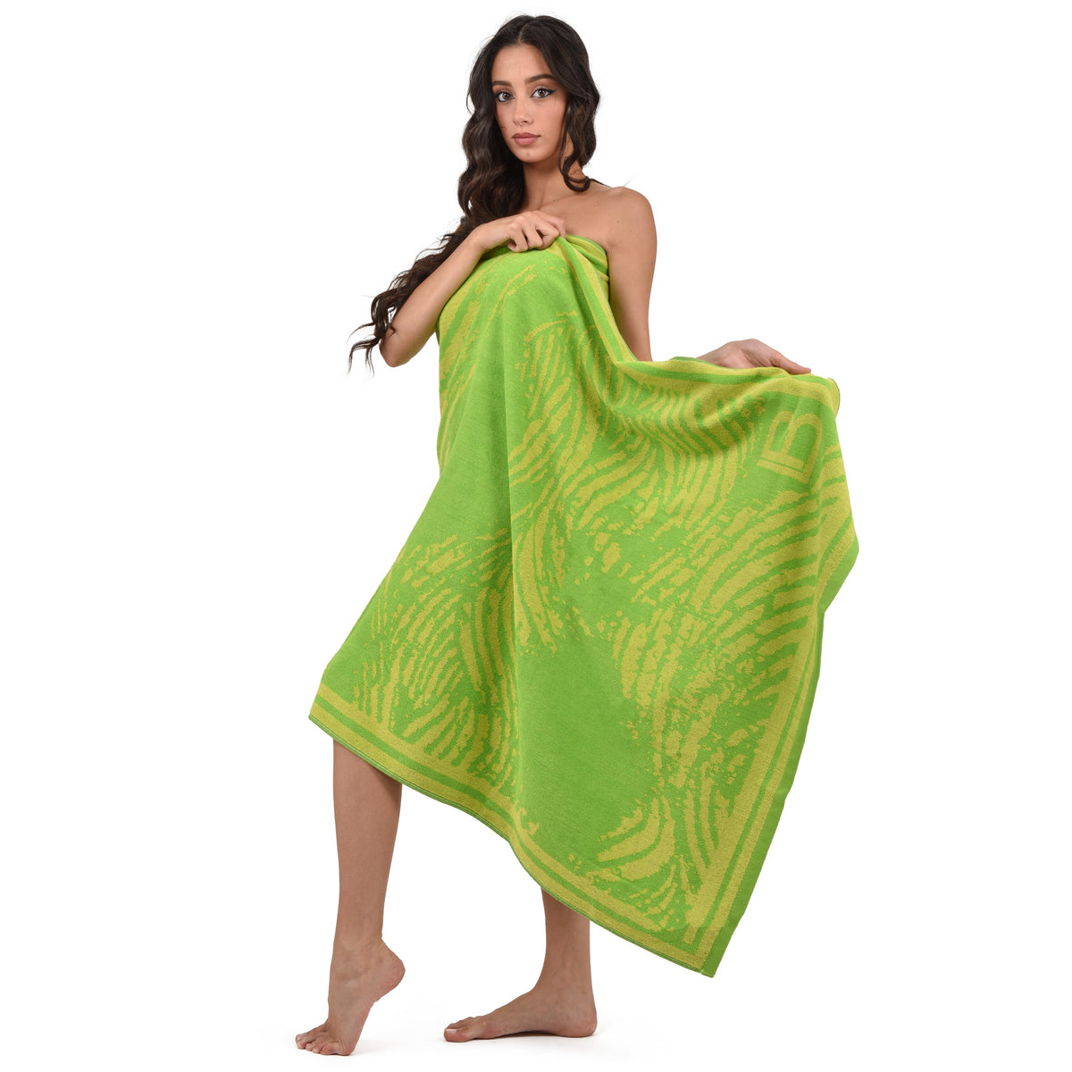 Telo mare Laura Biagiotti spugna jacquard "Shuri" verde 100% cotone