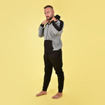 Tuta felpa con cappuccio e zip Superga uomo felpata nero 22313