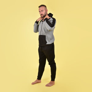Tuta felpa con cappuccio e zip Superga uomo felpata nero 22313