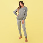 Pigiama donna cotone felpato Ambro D6507.22 grigio Love