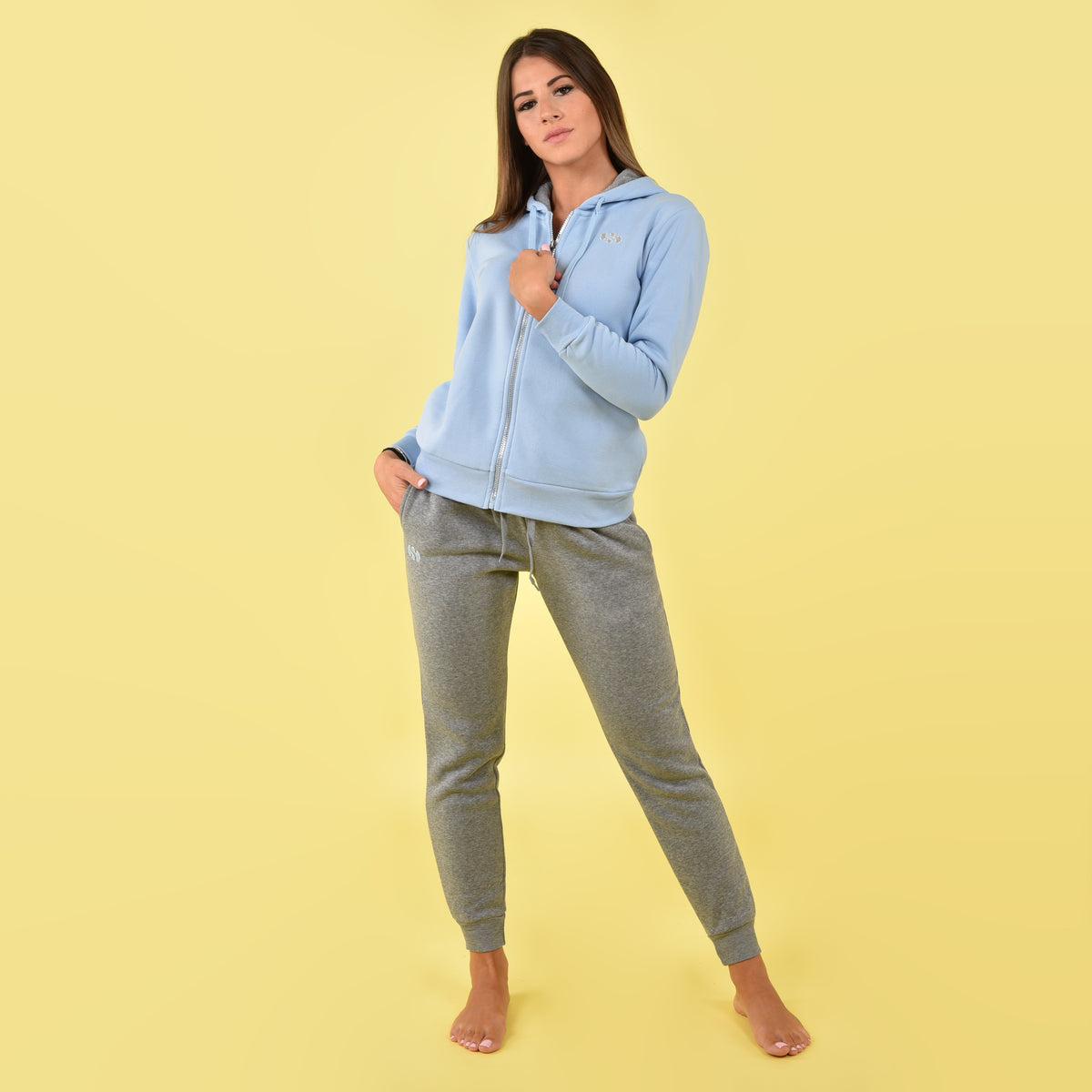 Tuta donna invernale felpata con cappuccio Superga 22411 celeste