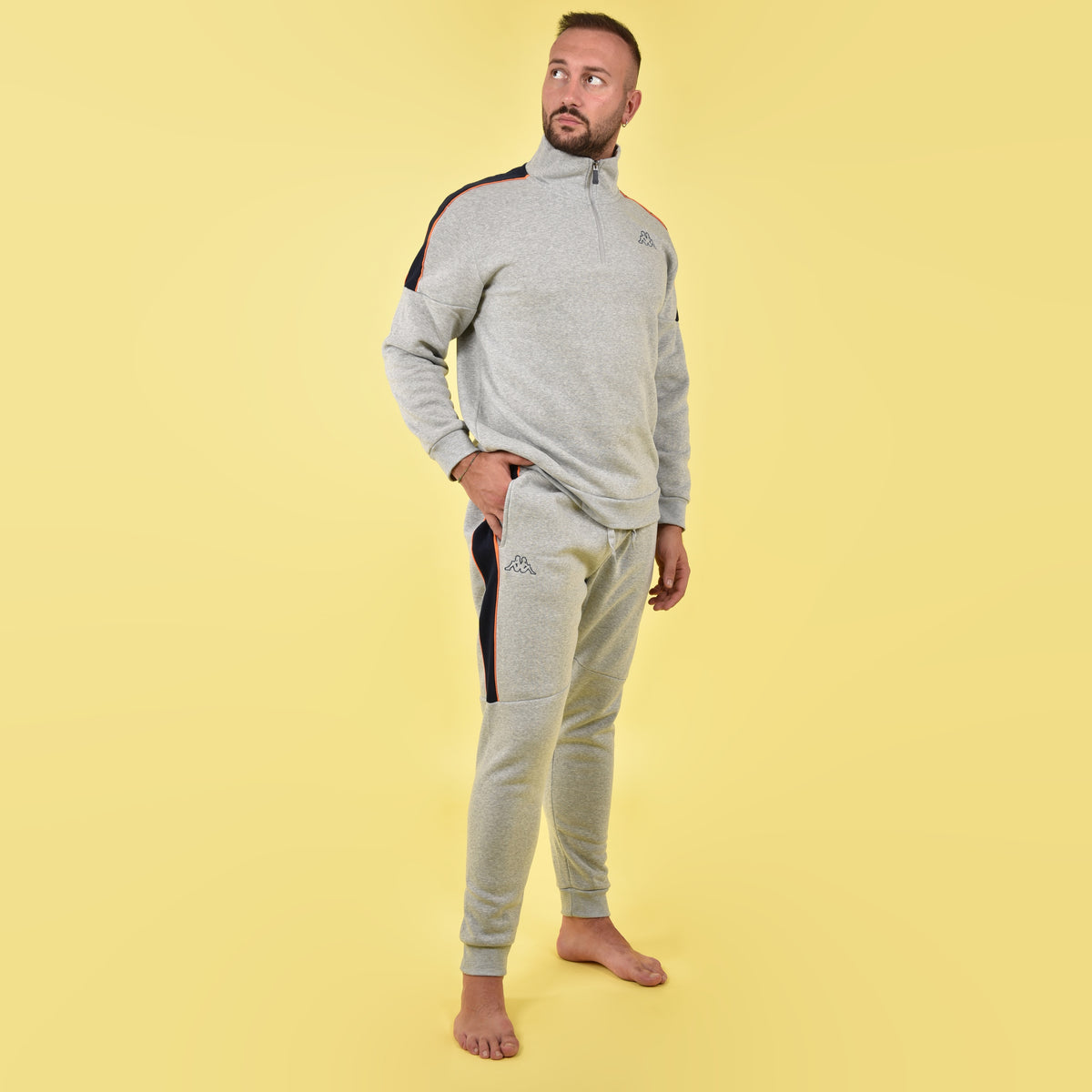 Tuta uomo felpa mezza zip Kappa grigio KMW22162