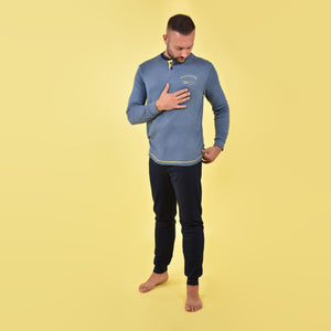 Pigiama uomo celeste giallo Navigare interlock B2141346