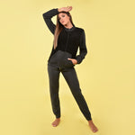Pigiama tuta donna punto milano Biancaluna 7538 nero grigio