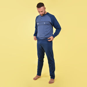 Pigiama uomo cotone leggero Il Granchio GP1041 azzurro denim