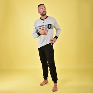 Pigiama uomo Milan serafino cotone leggero B2MI14120 grigio melange