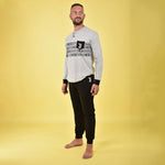 Pigiama uomo Juventus serafino cotone leggero B2JU14120 grigio melange