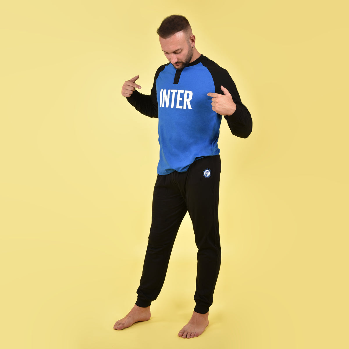 Pigiama uomo Inter serafino cotone leggero B2IN14120 royal