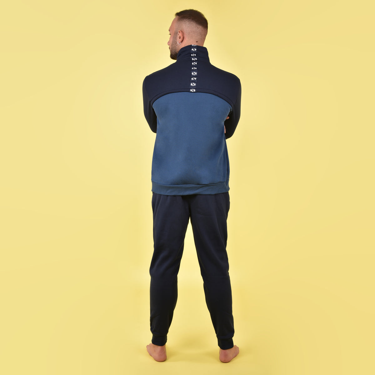 Tuta uomo Superga felpata zip collo alto 22306 navy