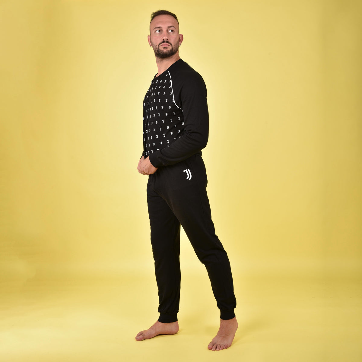 Pigiama tuta uomo Juventus serafino caldo cotone B2JU14115 nero
