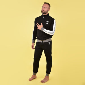 Pigiama tuta uomo Juventus zip cotone felpato B2JU14118 nero