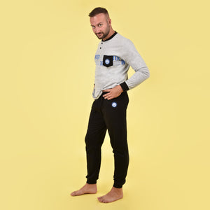 Pigiama uomo Inter serafino cotone leggero B2IN14120 grigio melange