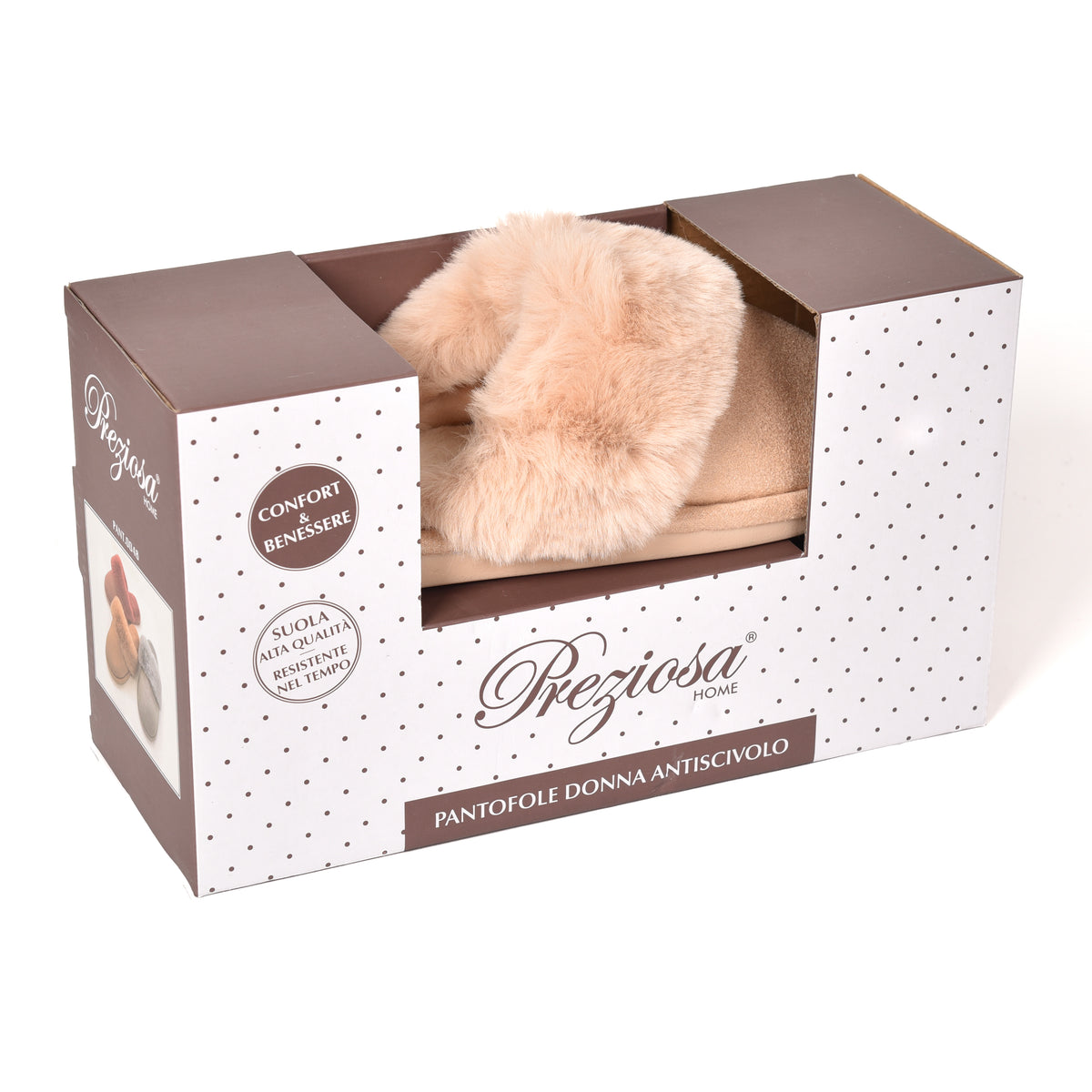 Pantofole chiuse Preziosa ecopelliccia 0048 beige