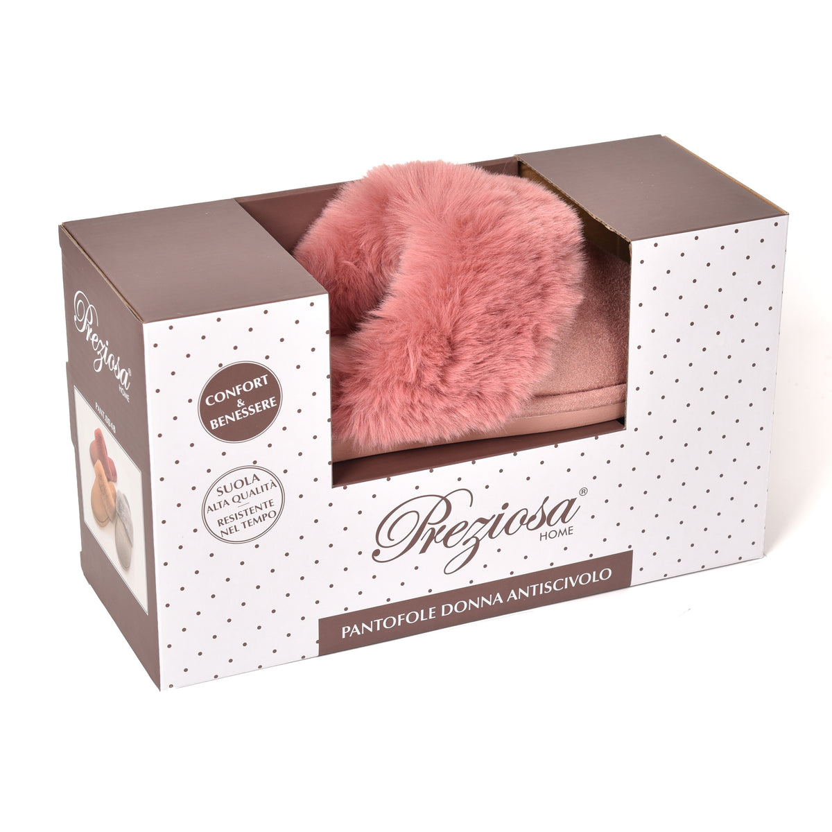 Pantofole chiuse Preziosa ecopelliccia 0048 rosa