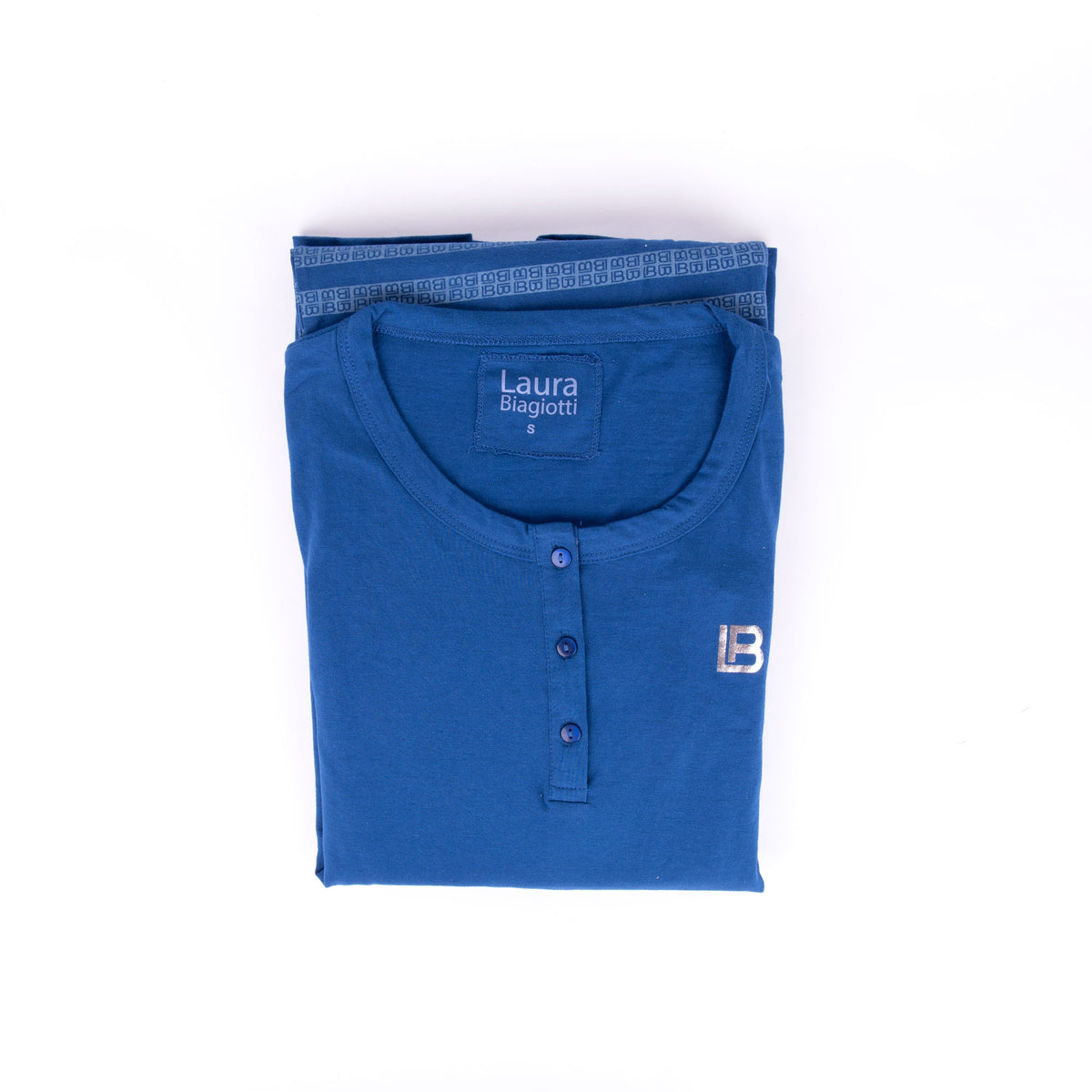 Pigiama donna Laura Biagiotti manica lunga cotone righe 96377 blu