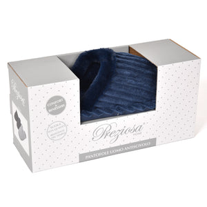 Pantofole uomo ciniglia blu Preziosa 0097