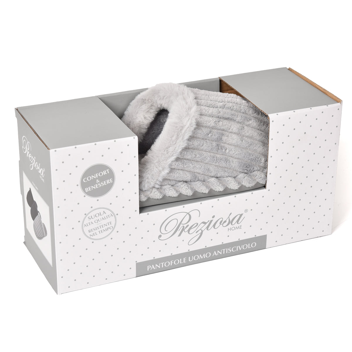 Pantofole uomo ciniglia grigio Preziosa 0097