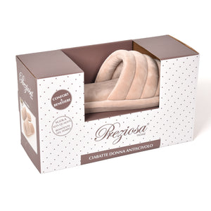 Pantofole donna ciniglia velluto Preziosa 0064 beige