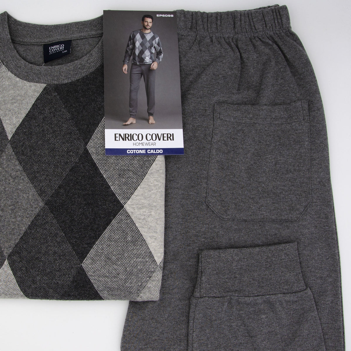 Pigiama uomo Enrico Coveri EP6098 grigio caldo cotone