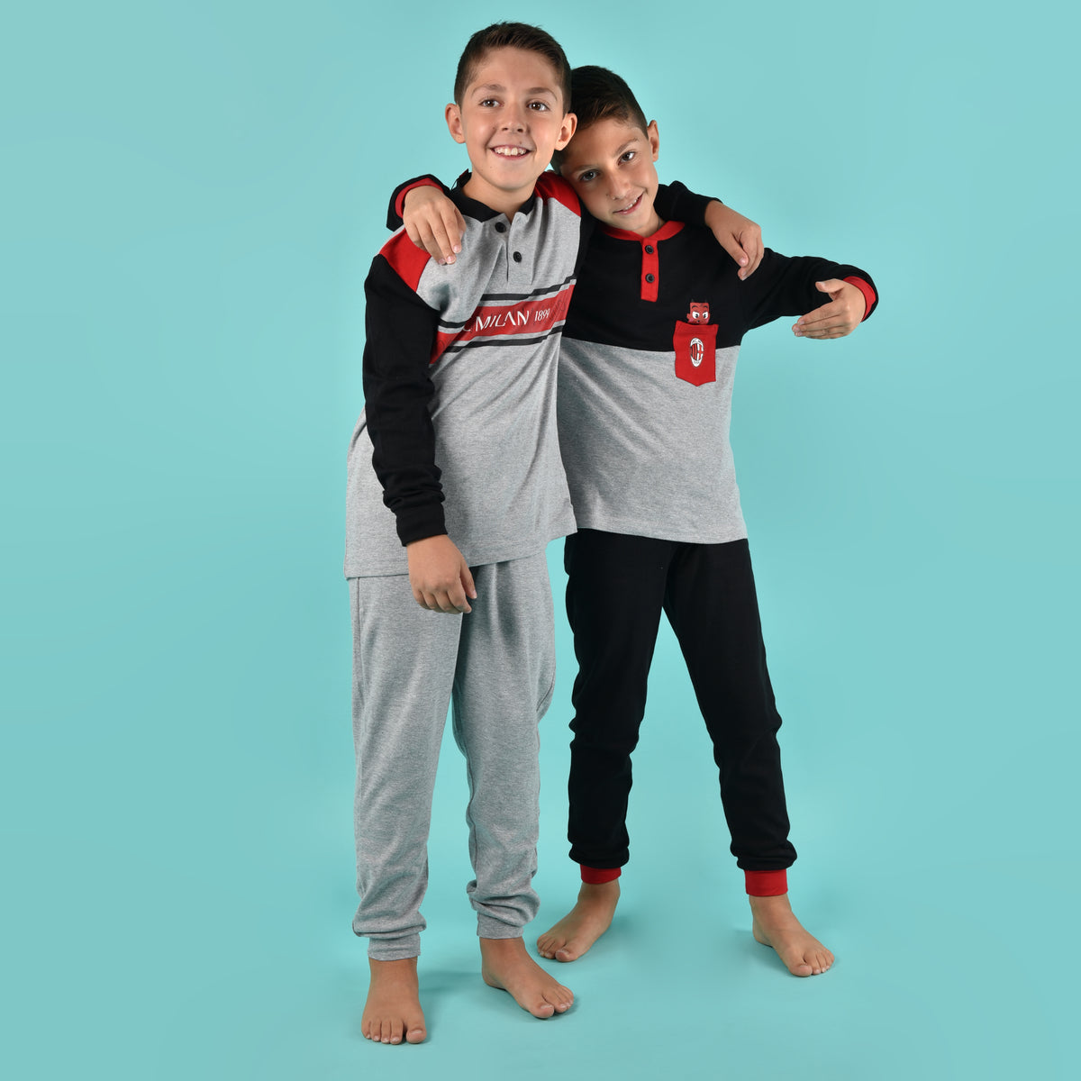 Pigiama bambino AC Milan serafino caldo cotone B2MI16100 nero