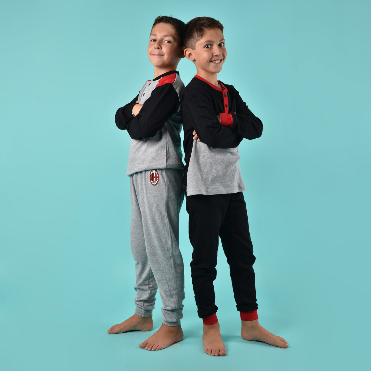 Pigiama bambino AC Milan serafino caldo cotone B2MI16100 nero