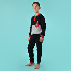 Pigiama bambino AC Milan serafino caldo cotone B2MI16100 nero