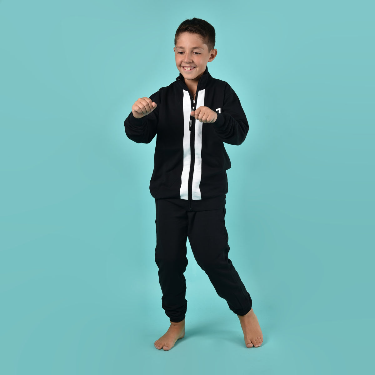 Pigiama con zip a collo alto felpata bambino Juventus B2JU15133 nero