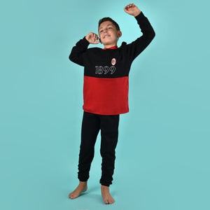 Pigiama bambino AC Milan serafino caldo cotone B2MI15130 nero