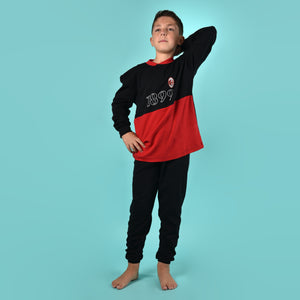Pigiama bambino AC Milan serafino caldo cotone B2MI15130 nero