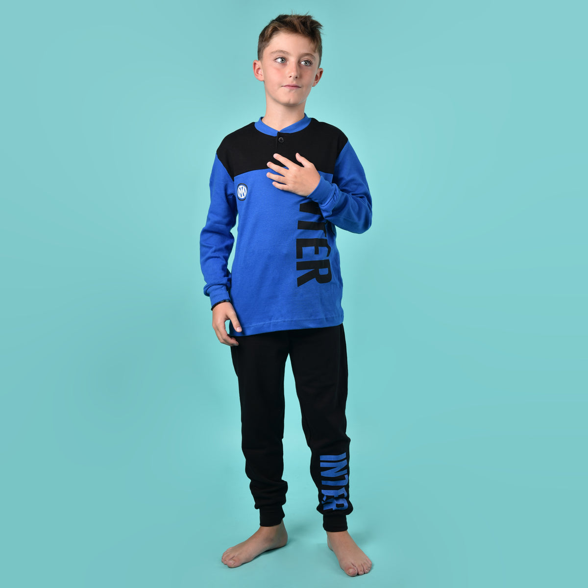 Pigiama junior Inter calcio caldo cotone B2IN15131 azzurro
