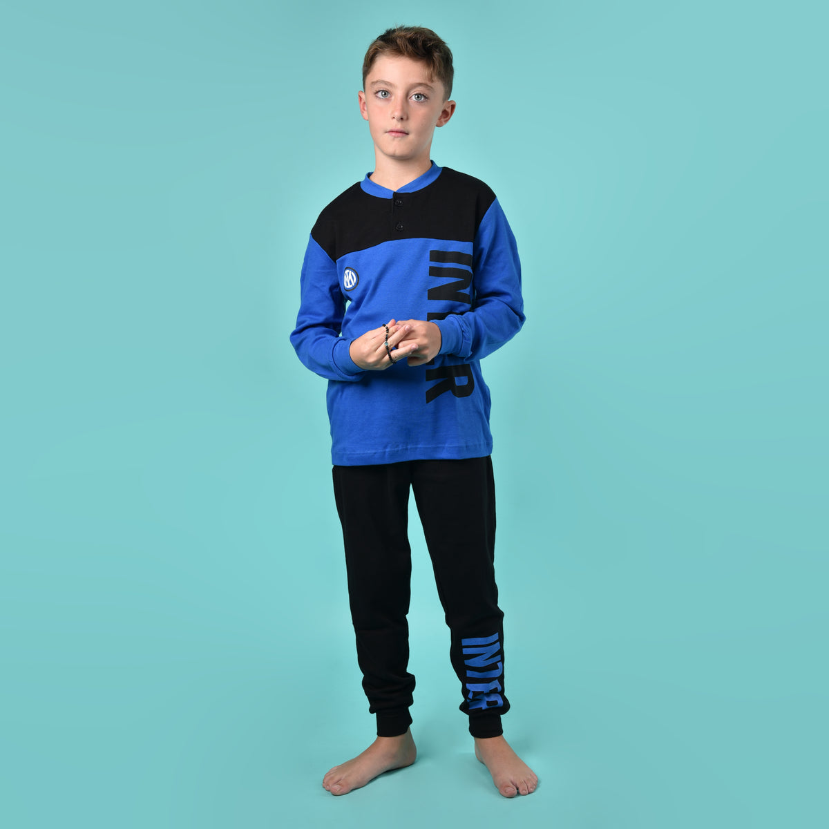 Pigiama junior Inter calcio caldo cotone B2IN15131 azzurro