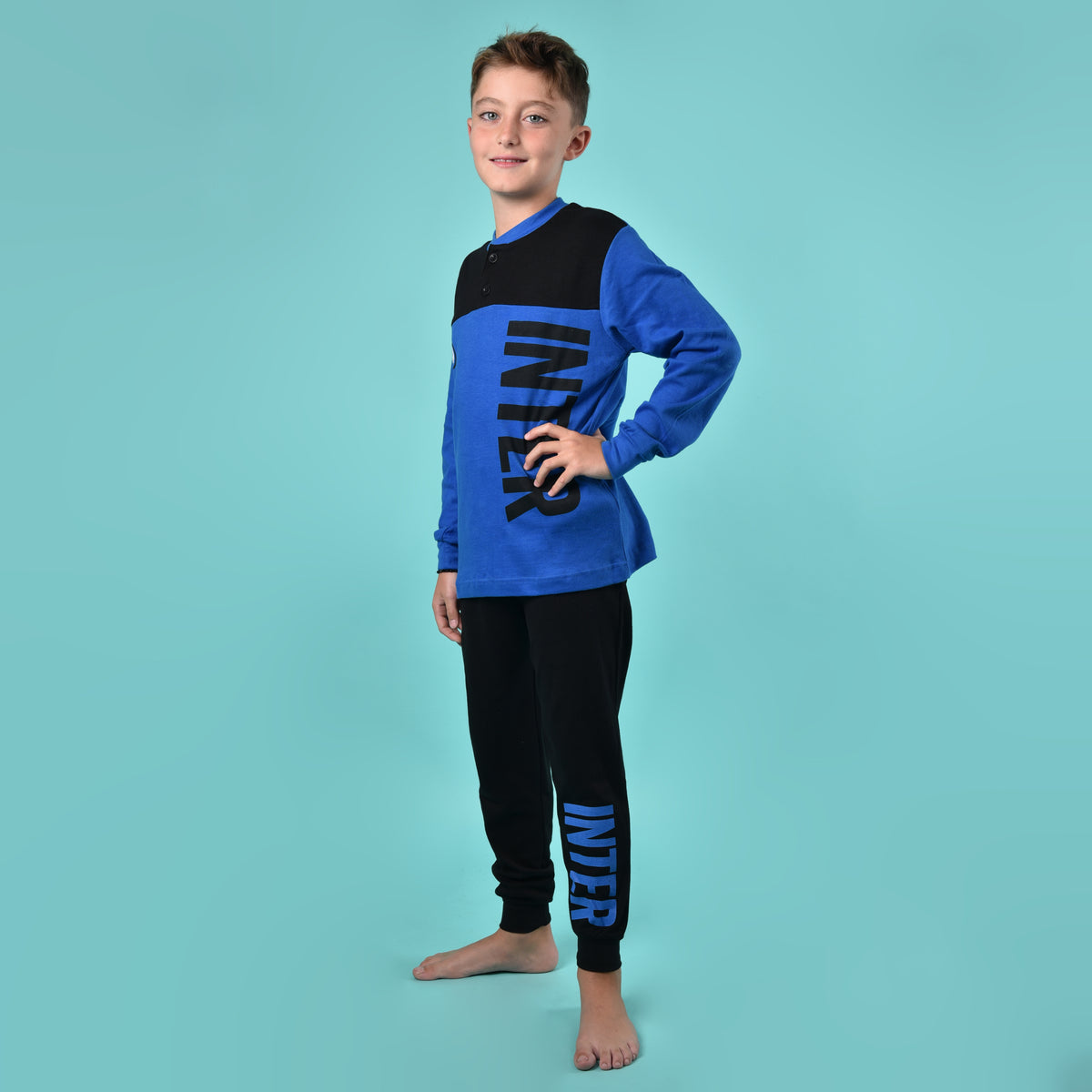 Pigiama junior Inter calcio caldo cotone B2IN15131 azzurro