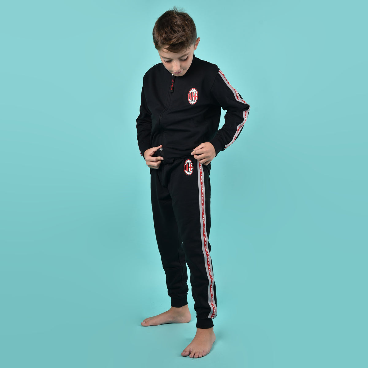 Pigiama con zip a collo alto cotone felpato MIlan B2MI15133 nero