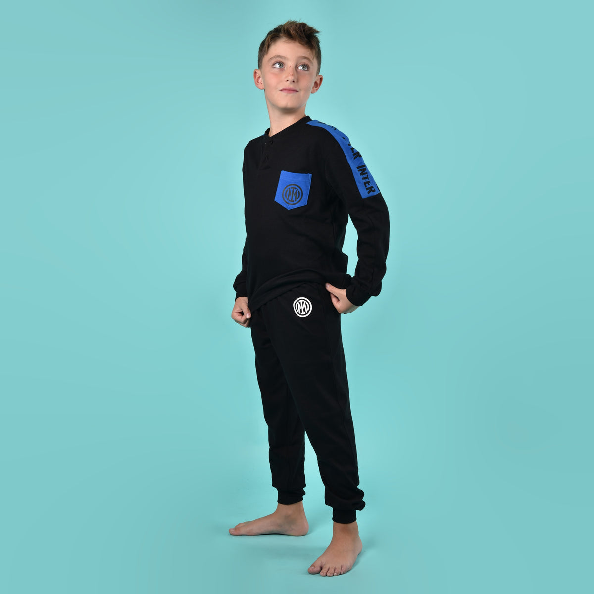 Pigiama bambino Inter calcio caldo cotone B2IN15131 nero