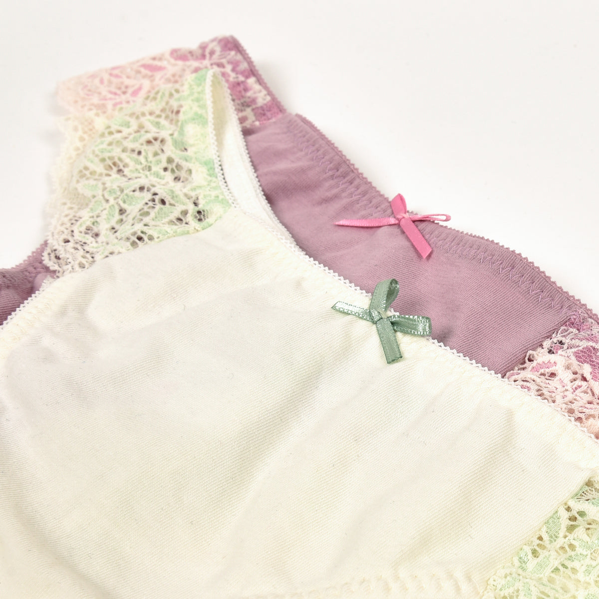 Perizoma Jadea 6330 lavanda e menta in cotone elasticizzato con pizzo 2pz