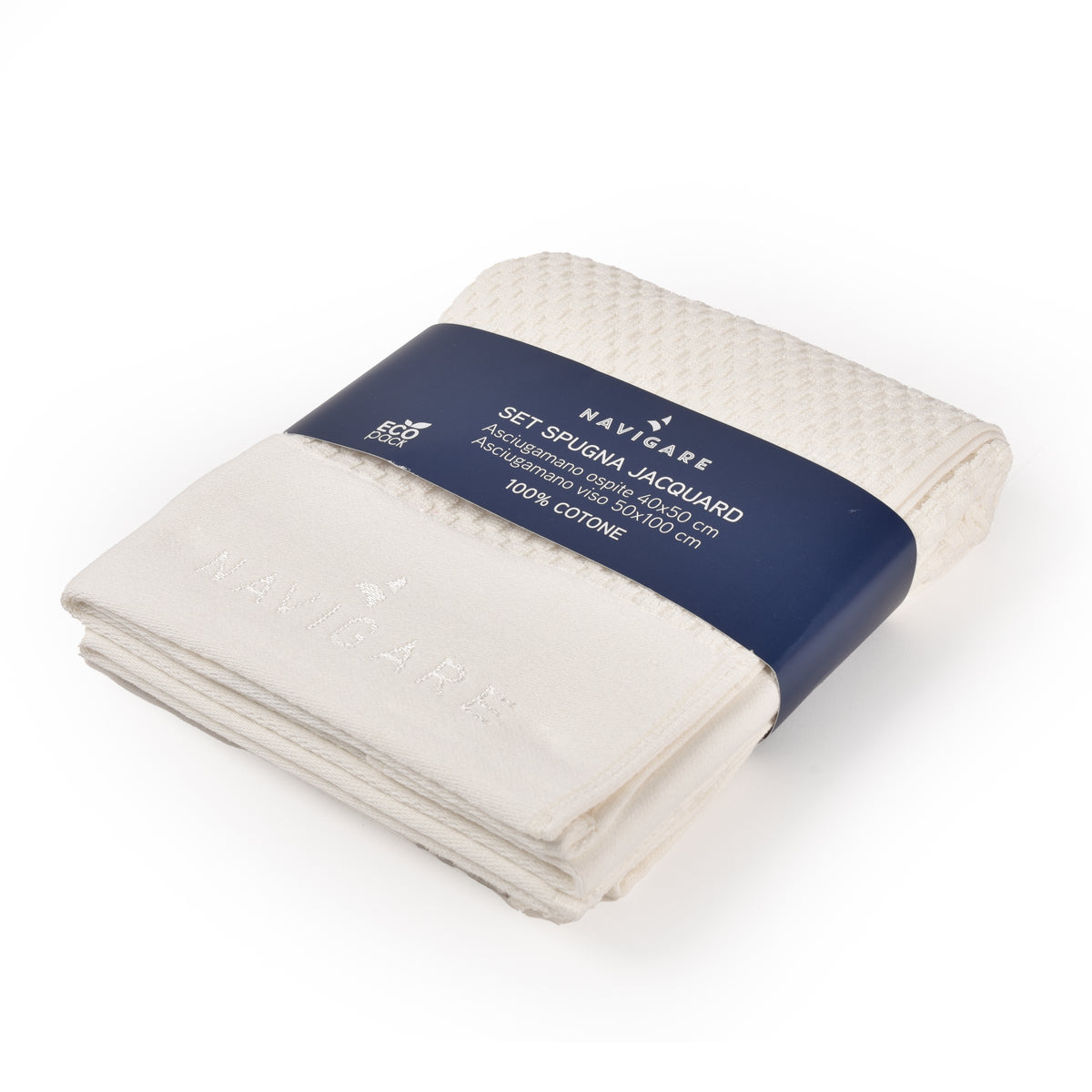 Set asciugamani spugna Jacquard Navigare 100%cotone viso+ospite